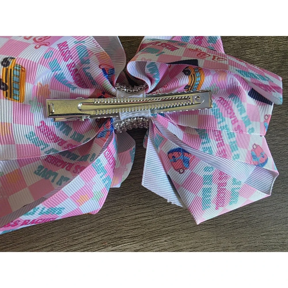Miss Rachel Inspired Hair Bow Set 2pc Pink Grosgrain Boutique Alligator Clip